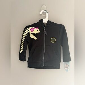 Cat & Jack Glow In The Dark Dinosaur Jacket Boys SZ 18M Black Full Zip Hooded